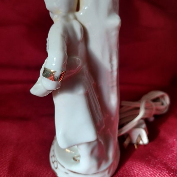 Working Vintage Courting Couple Boudoir Lamp. White / Gold Trim. Made in Japan. - Picture 6 of 11